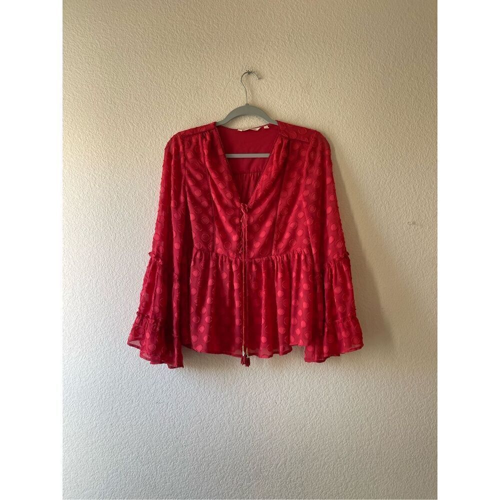 Soft surroundings polka dot and beaded peasant boho size xs